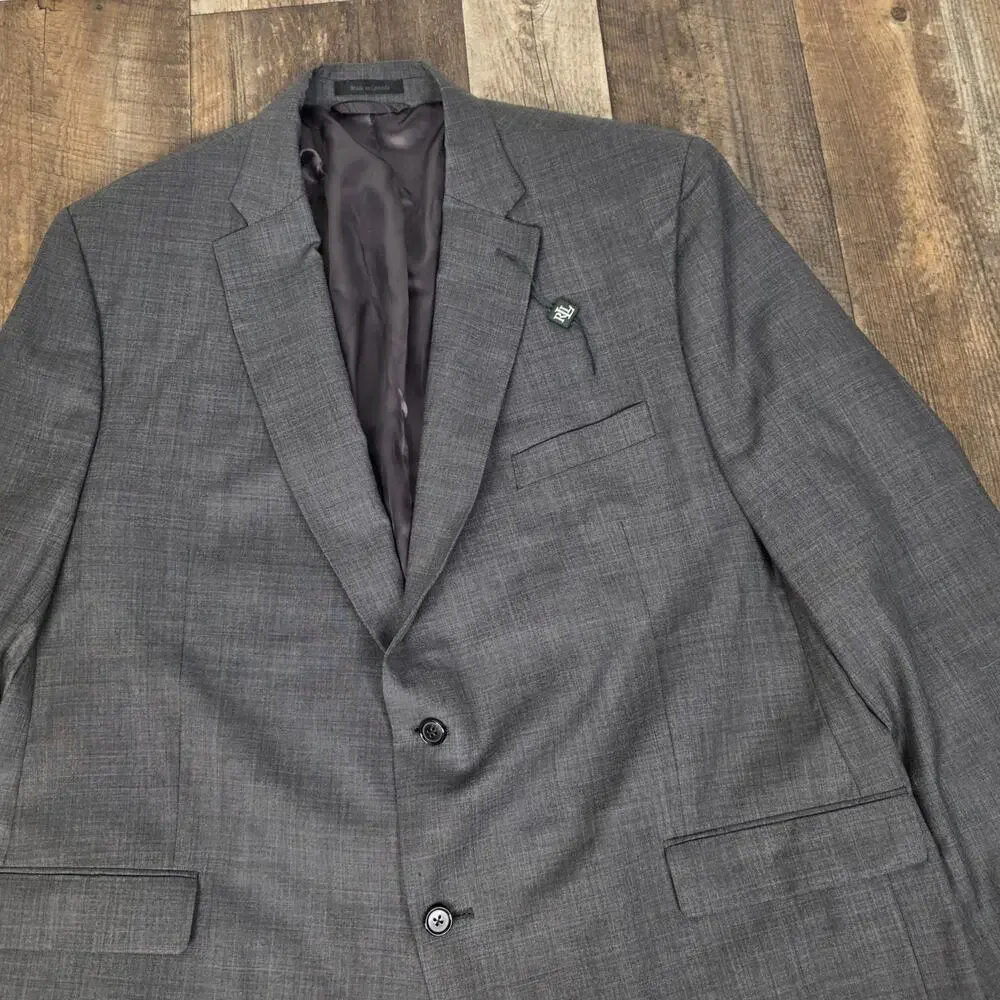Lauren Ralph Lauren Wool Blazer Charcoal Gray Two Button Made in Canada Size 50R